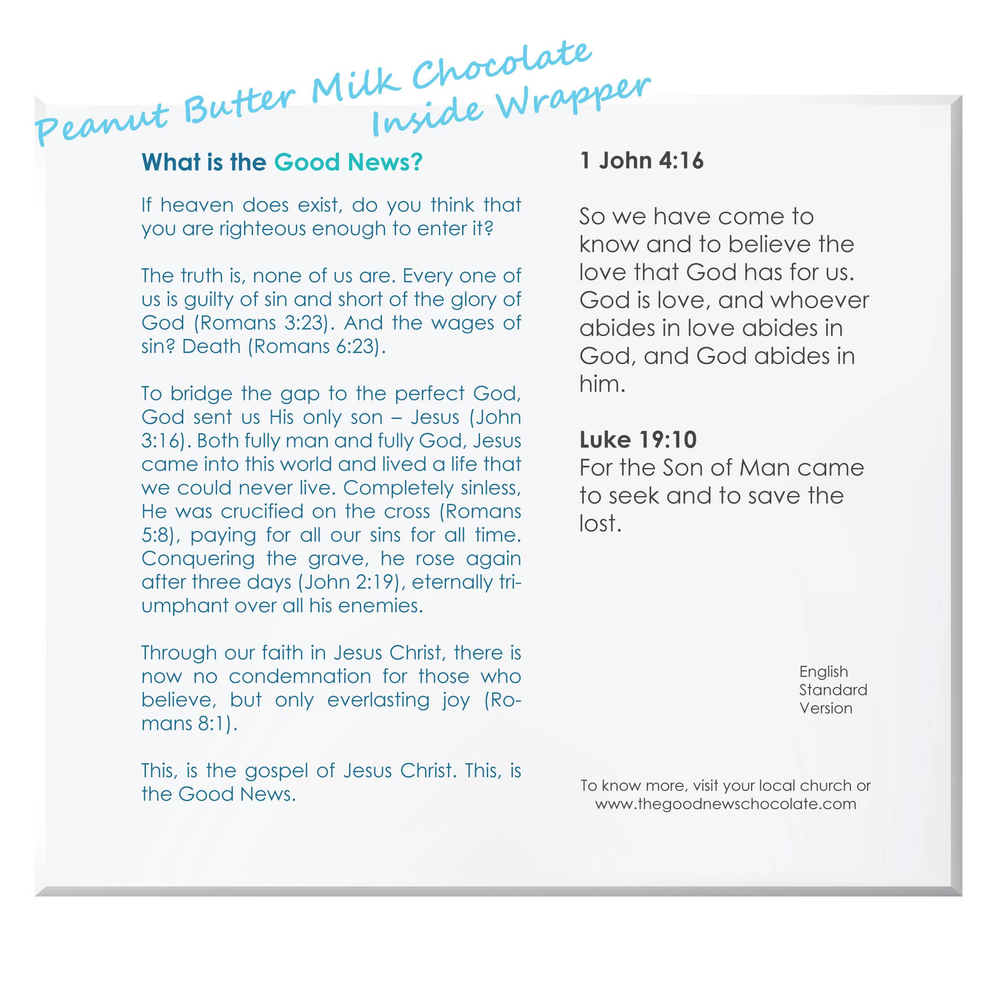 TGN Kingdom Company - Wholesale Chocolate Bar - The Good News Gospel Chocolate Bar - 2 Boxes (100x bars)7