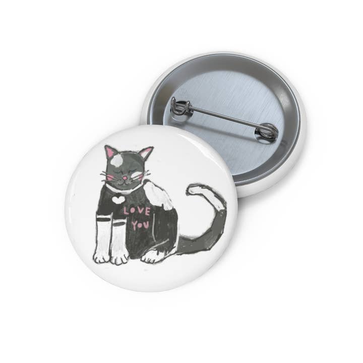 Round Button / Pin. Cat Love You for wholesale by Blueberry Road Cards
