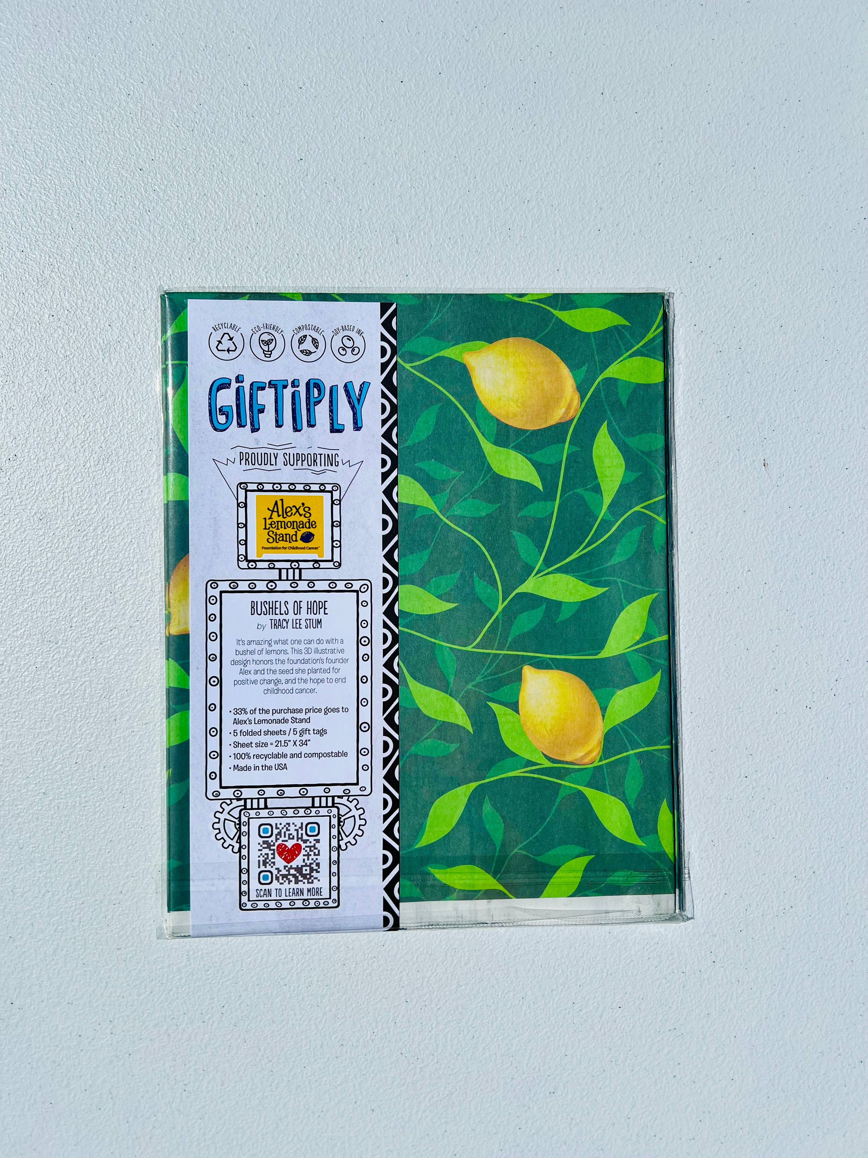 Giftiply - Wholesale Flat Wrap - Bushels of Hope - Charity Eco-Friendly Wrapping Paper1