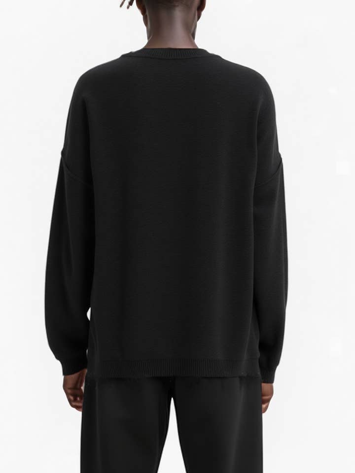 Robin K - Wholesale Sweatshirt - Men's - Konus Men's Oversize Sweater in Black2