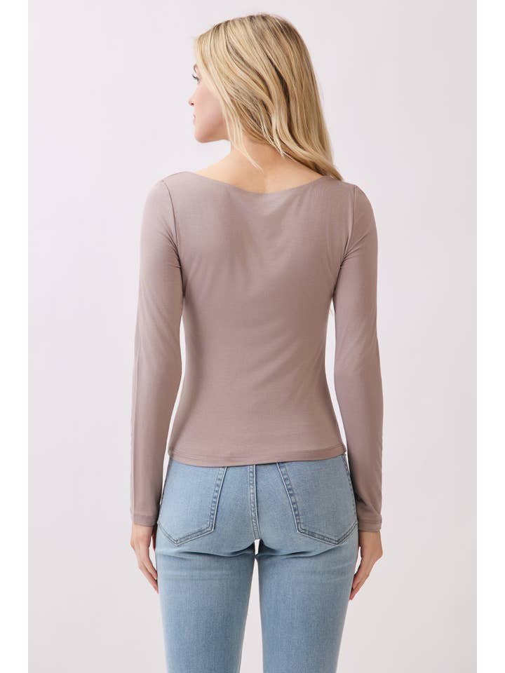 Final Touch - Wholesale Knit Top - Women's - Double Layered Square Neck Basic Top - T171092