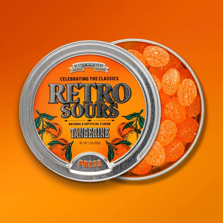 Retro Sours par Iconic Candy - Saveur Mandarine pour la vente par Fizz and Sweets Wholesale