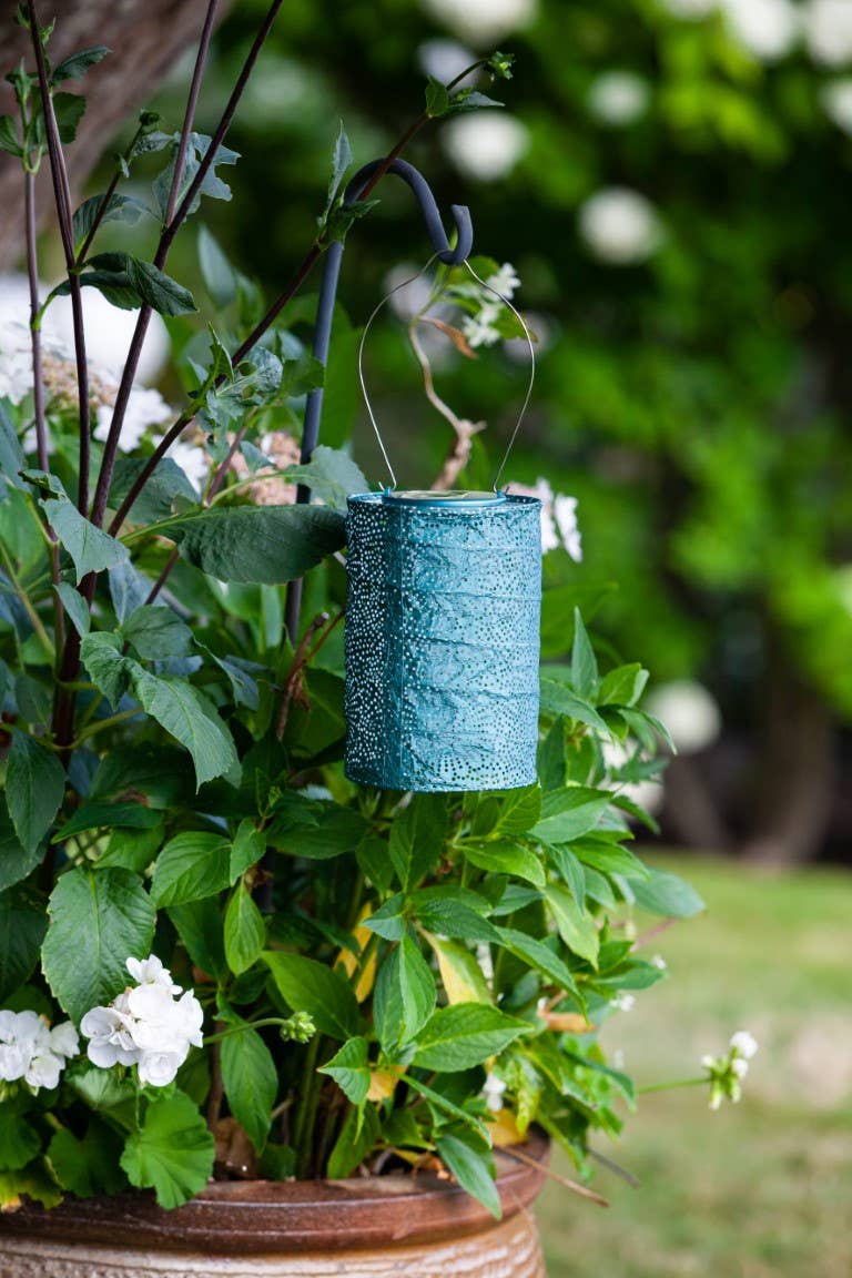 Allsop Home & Garden - Wholesale Outdoor/Lawn Light - Stella Cylinder 7.5" Solar Lantern - Metallic Emerald6