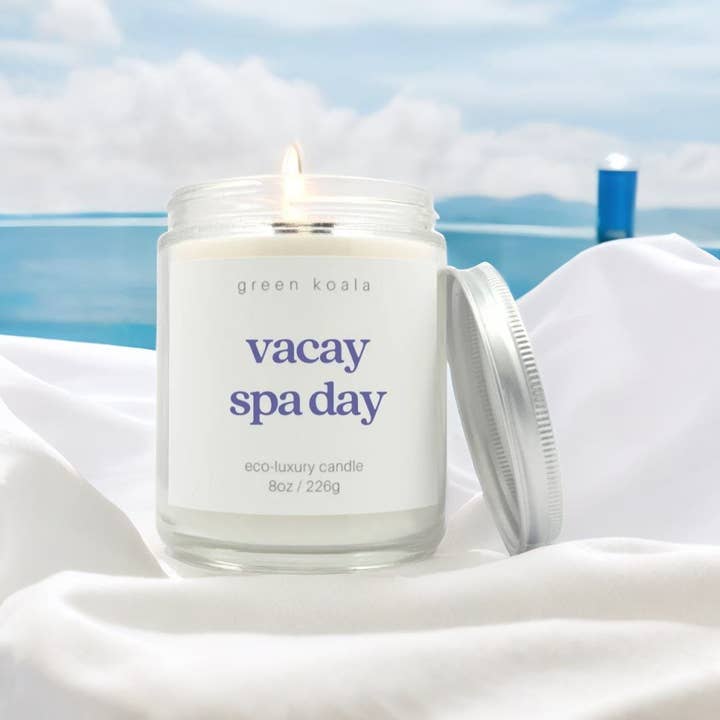 Green Koala - Wholesale Jar/Filled Candle - Vacay Spa Day 8oz Eco-Luxury Candle3