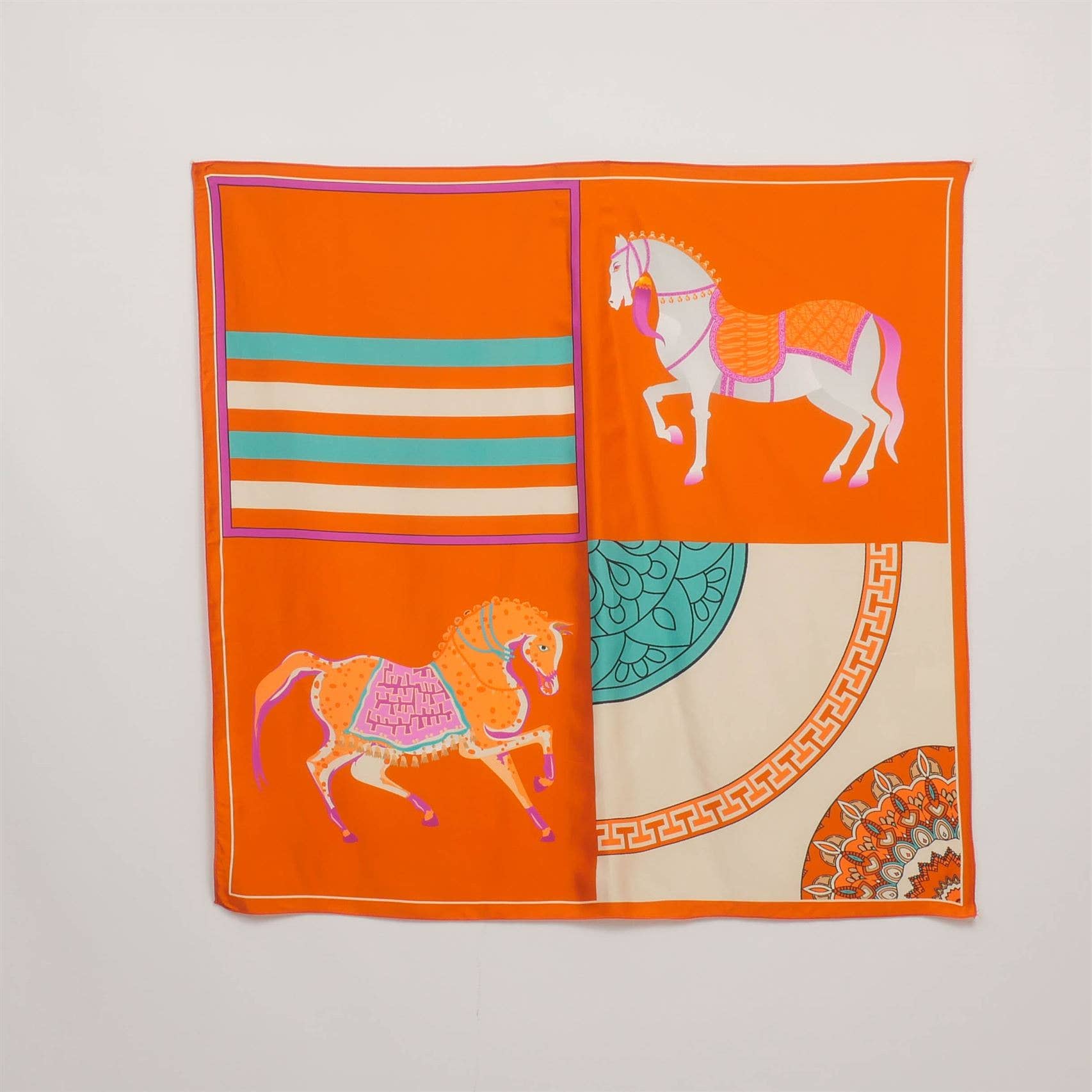 Cecile Wang - Wholesale Scarf - Women's - Printed square scarf with horses 80x80 KD8824VS1