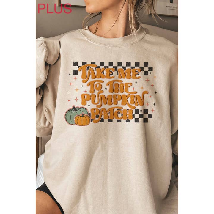PLUS - TAKE ME TO THE PUMPKMIN PATCH Graphic Crew for wholesale by A. BLUSH CO
