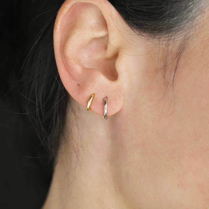 Blueyejewelry - Wholesale Huggie Earrings - Thin Sterling Silver Huggies - Simple Tiny Hoop Earrings5