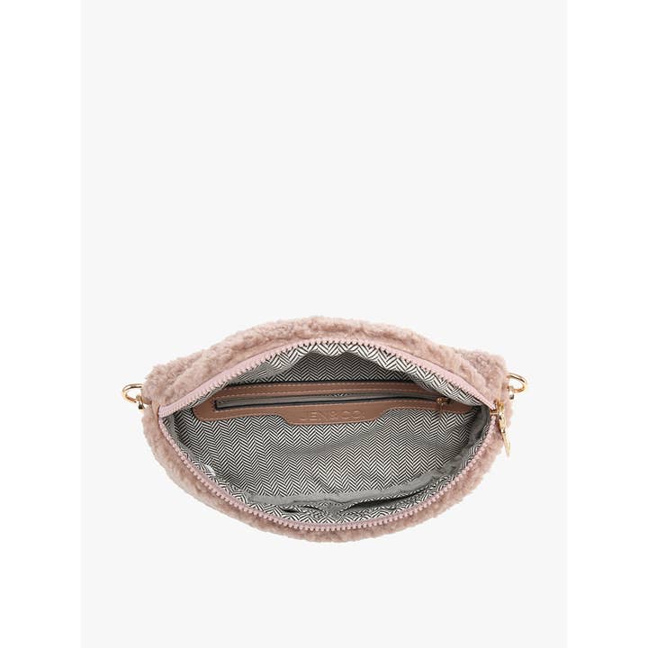 Brown M2403 Jesslyn Sherpa Belt Bag w/ Guitar Strap for wholesale on Faire3