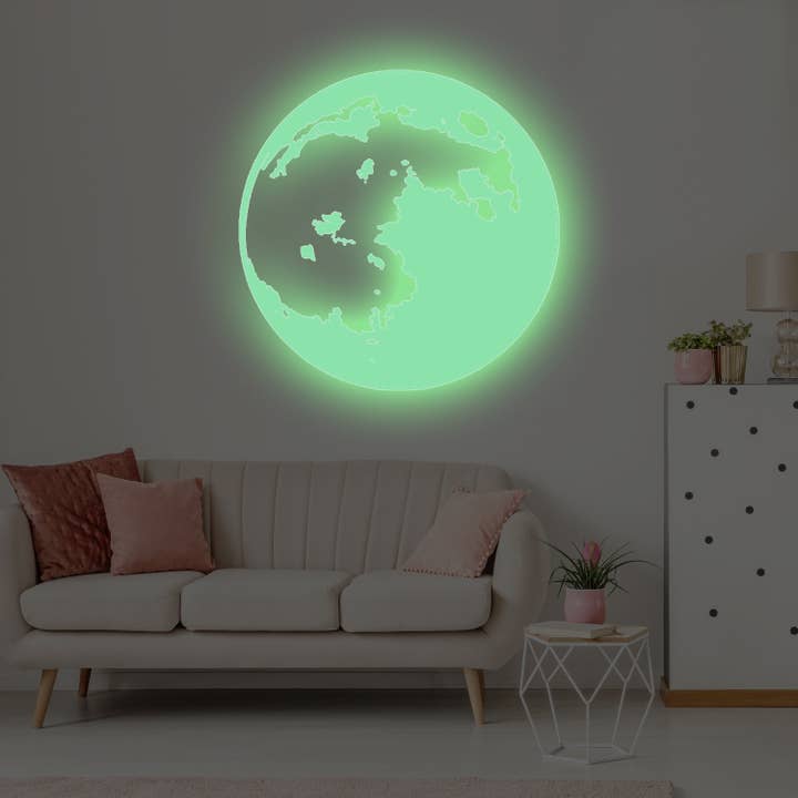 Pegatina de pared de luna que brilla en la oscuridad - Adhesivo de techo luminoso para habitación infantil/dormitorio - Decoración luminosa para venta al por mayor de Decords