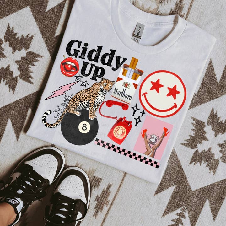 Gunpowder and Glam Boutique - Wholesale Screen Printed T-Shirt - Women's - Giddy Up Collage Tee or Crewneck 1