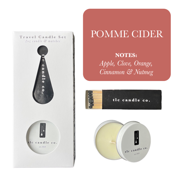 TLC Candle Co. - Wholesale Travel Candles - Travel Candle with Matches - Pomme Cider2