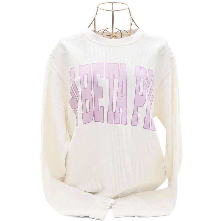 Pi Beta Phi Geribbelde Sweater - Grieks - Studentenvereniging Sweater voor wholesale door Rachel Brooks Design, LLC