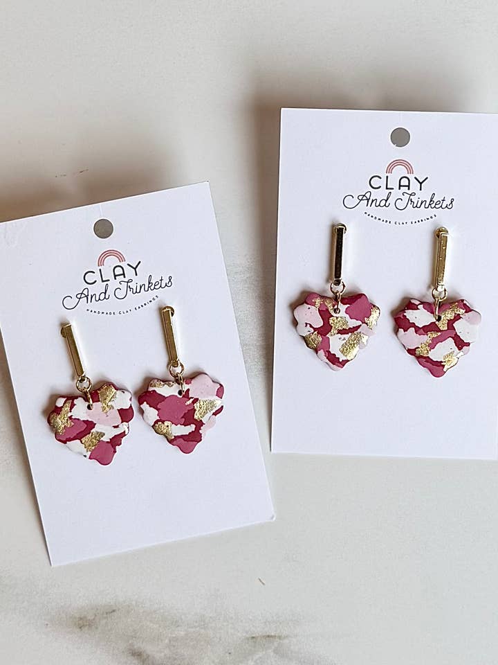 Ruffle Heart Drop Earrings for wholesale by Clay and Trinkets