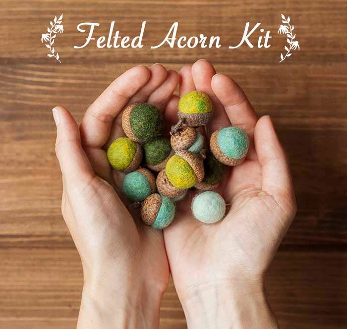 Grey Fox Felting - Vendita all'ingrosso Kit per lavoretti fai da te - Kit di Ghiande Infeltrite - Infeltrimento a Umido