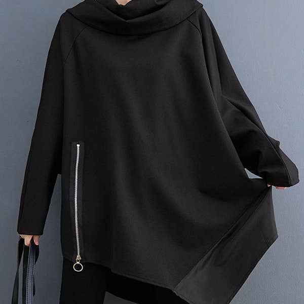 sudaderas con capucha de manga larga con cremallera irregular originales para venta al por mayor de Plush Looks