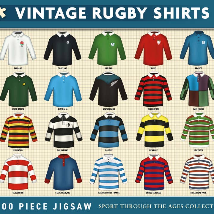 Coach House Partners – wholesale Puzzle – Adult – Vintage Rugby Shirts 1000 Piece Jigsaw1