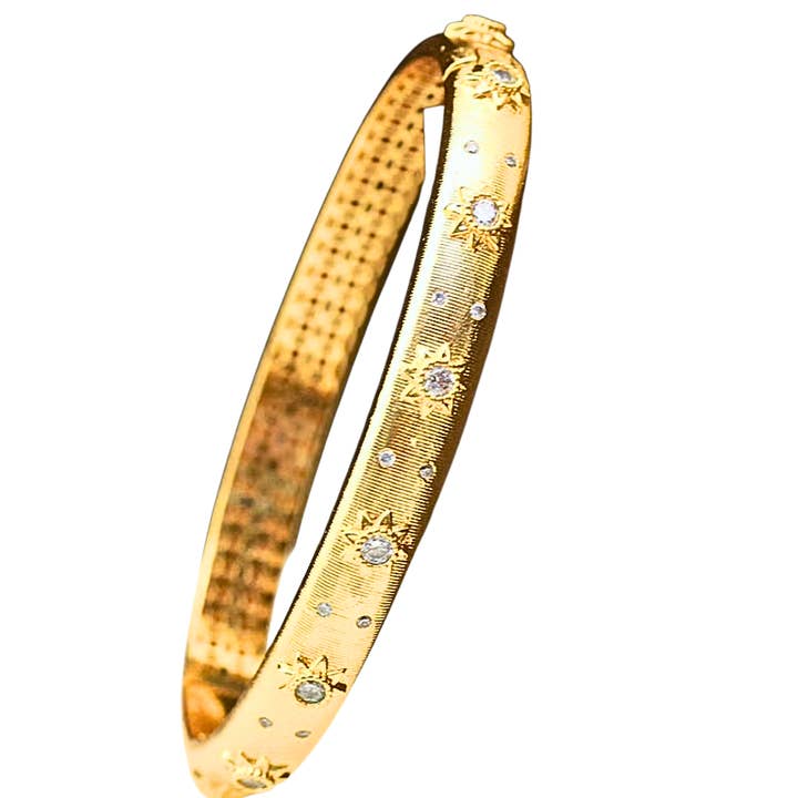 HoopLa - Wholesale Cuff bracelet - Opera Bracelet the Marci Open Hinge CZ Wrap 18K Gold Bangle7