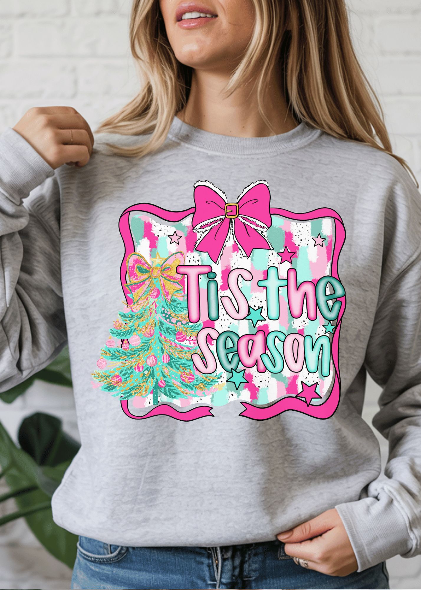JAC Wholesale - Wholesale Graphic Sweatshirt - Women's - Preppy Tis The Season Theme Sweatshirt   1