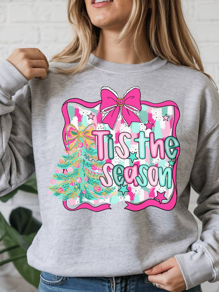JAC Wholesale - Wholesale Graphic Sweatshirt - Women's - Preppy Tis The Season Theme Sweatshirt 1