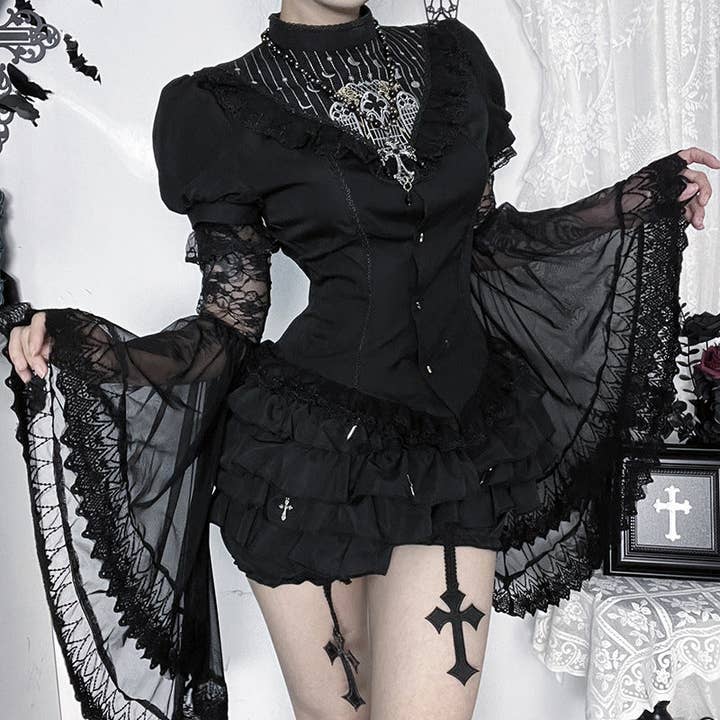 Gothic Lolita Sleeve Cuffs Stylish Black Overlay for wholesale on Faire1