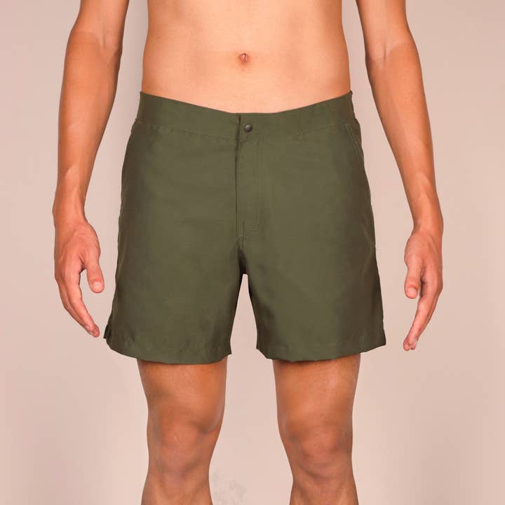 Pantaloncini da bagno Banker in Bhumi Green per la vendita all'ingrosso da parte di Patemar