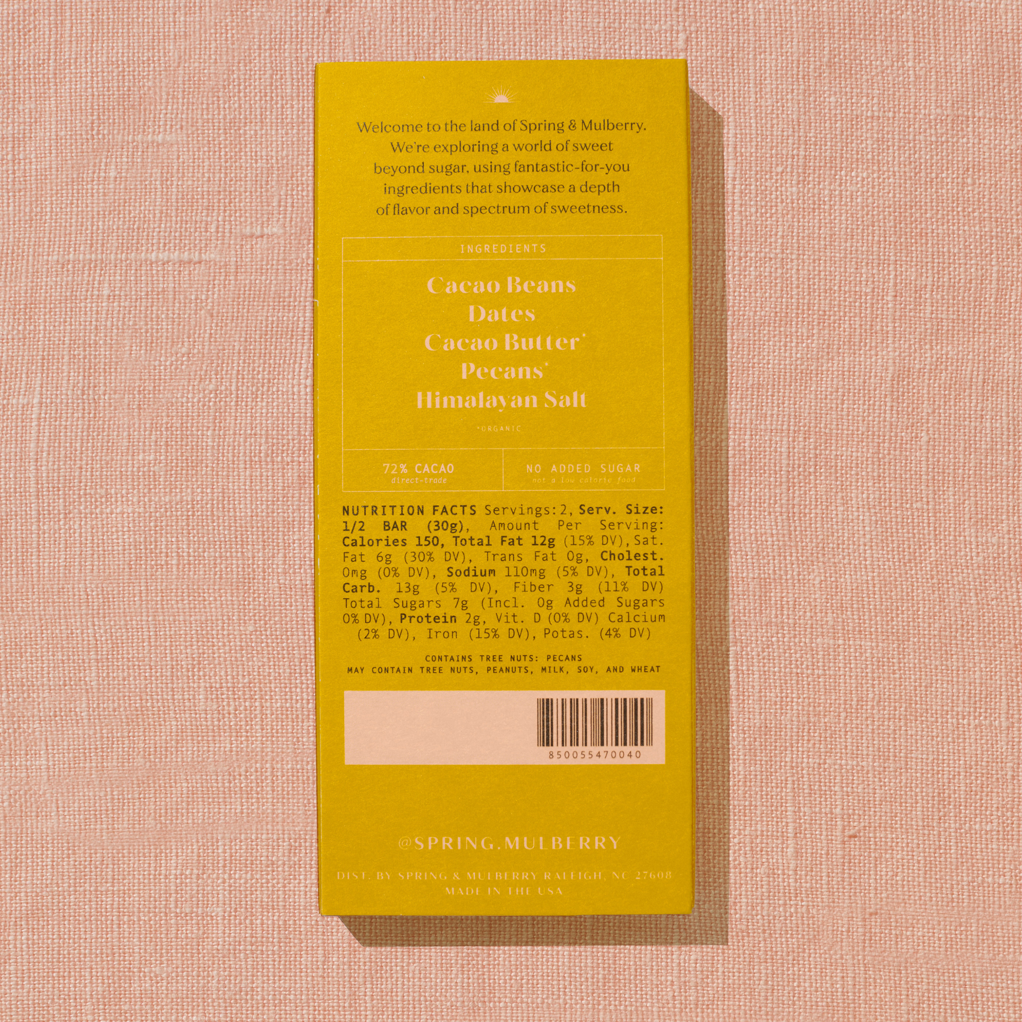 Spring & Mulberry - Wholesale Chocolate Bar - Pecan Date Date-Sweetened Dark Chocolate2