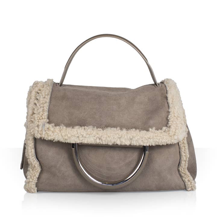 Venus Shearling Medium - Taupe für den Großhandel von Maffei Bags