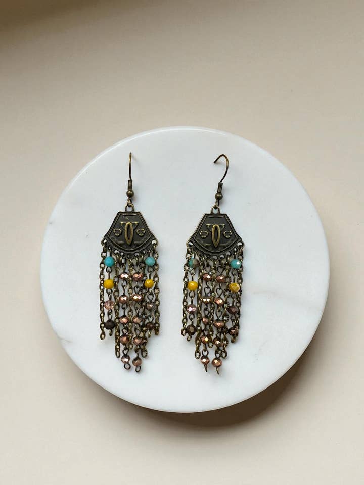 2.5” multicolor chandelier vintageEarring for wholesale by Ava Capri