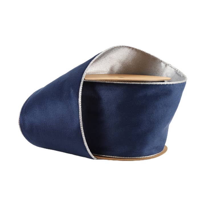 4" Reversible Classic Velvet Wired Ribbon | Navy/Silver | 10 Yard Roll
for wholesale by LA Ribbons Wholesale
