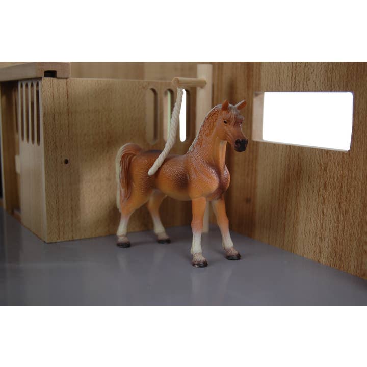 American Hobbies & Merchandising - Wholesale Wood Toy - Kids - Kids Globe 1:32 Scale Wooden Horse stable Toy With 3 Stalls5