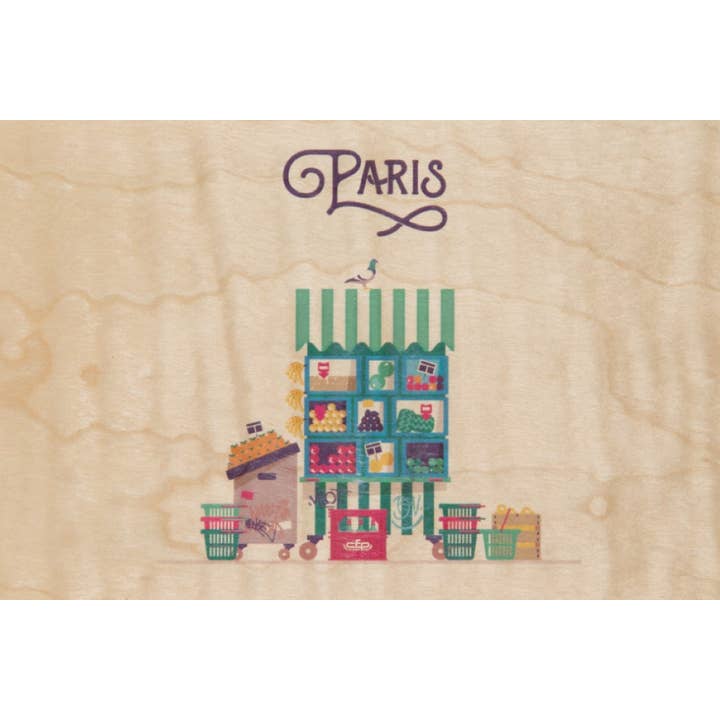 Cartão postal de madeira Paris 4 por atacado de Woodhi