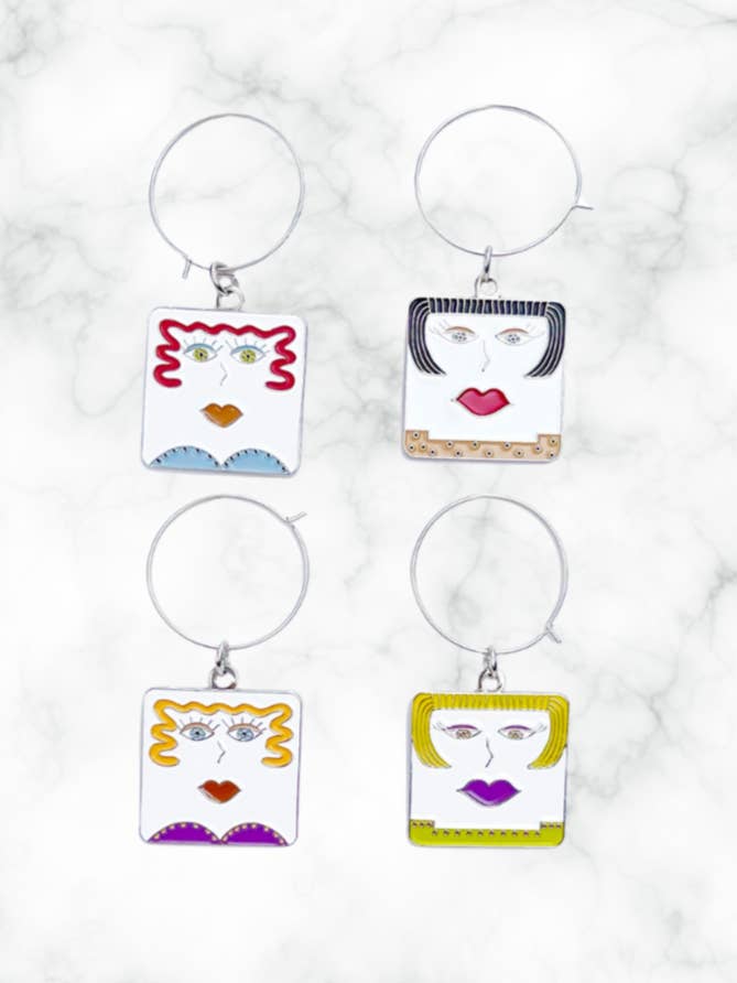 Colorful Wine Glass Charms - Set of 4 - Entertaining or Gift for wholesale by Personality Plates
