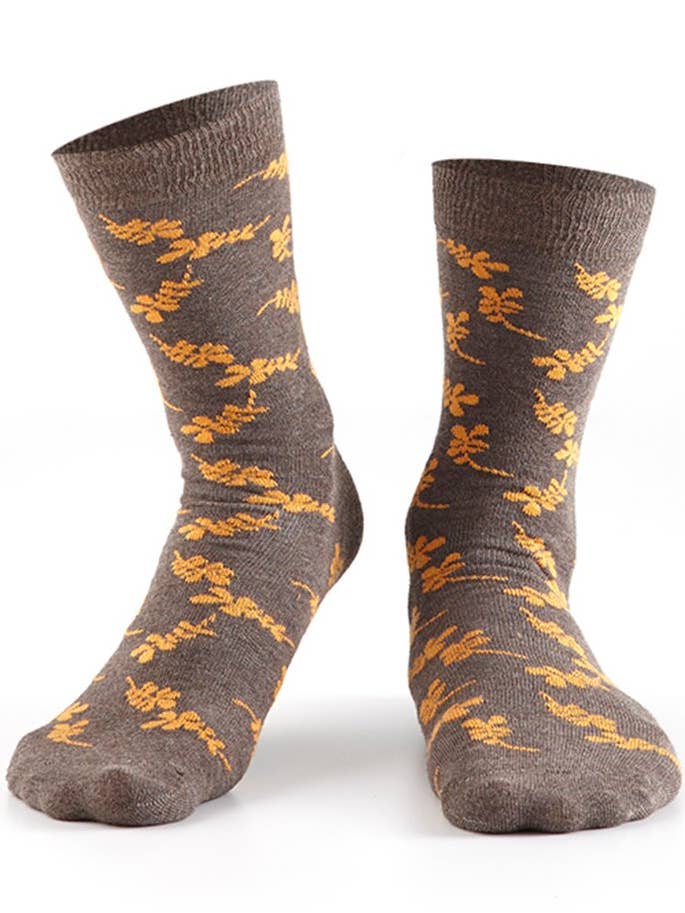 Fall-Leaved Brown Men Gift Socks for wholesale by Socksbros LTD