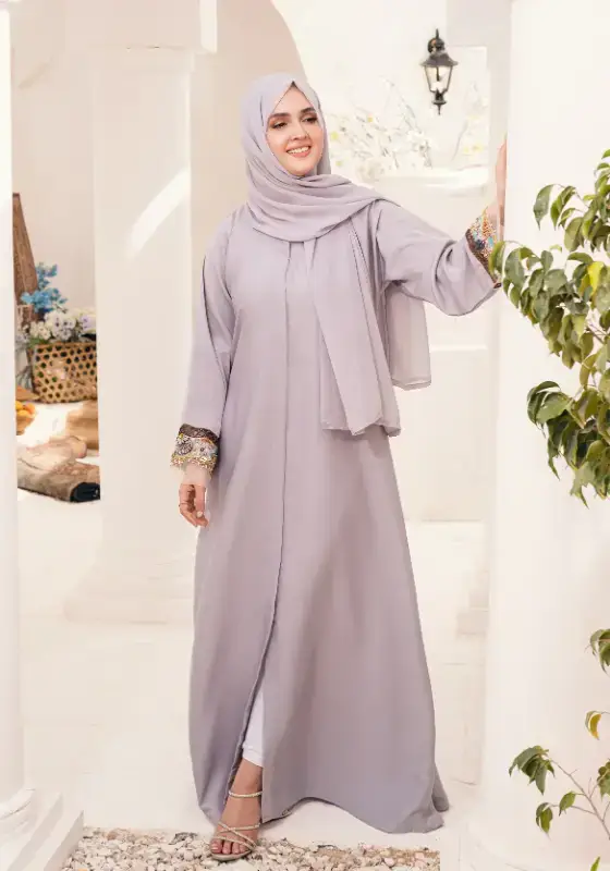 Multi Colored Light -Lilac Embellished Abaya for wholesale on Faire2