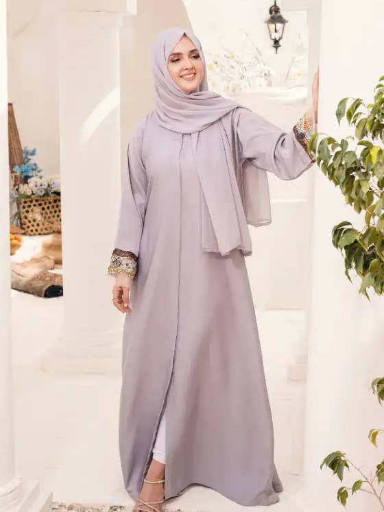 Multi Colored Light -Lilac Embellished Abaya for wholesale on Faire2