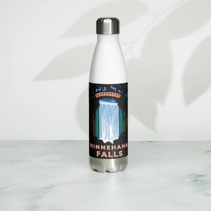 Landmark MN | Minnehaha Falls Stainless Steel Water Bottle for wholesale by Legendary Landmark Art Prints