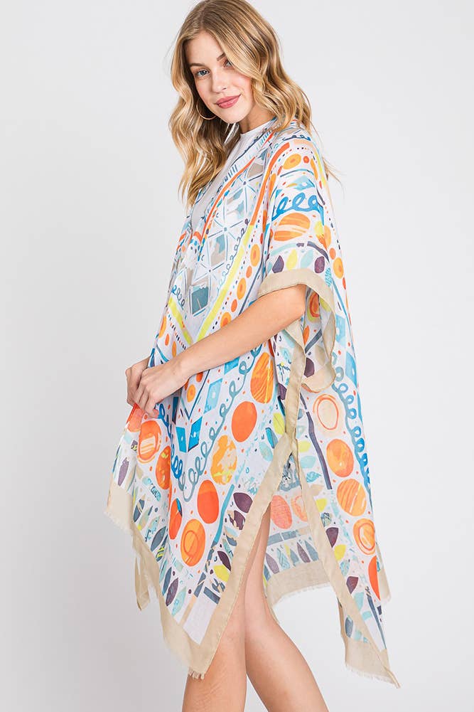 Hana - Wholesale Kimono - Women's - Watercolor Boho Geometric Print Summer Kimono2