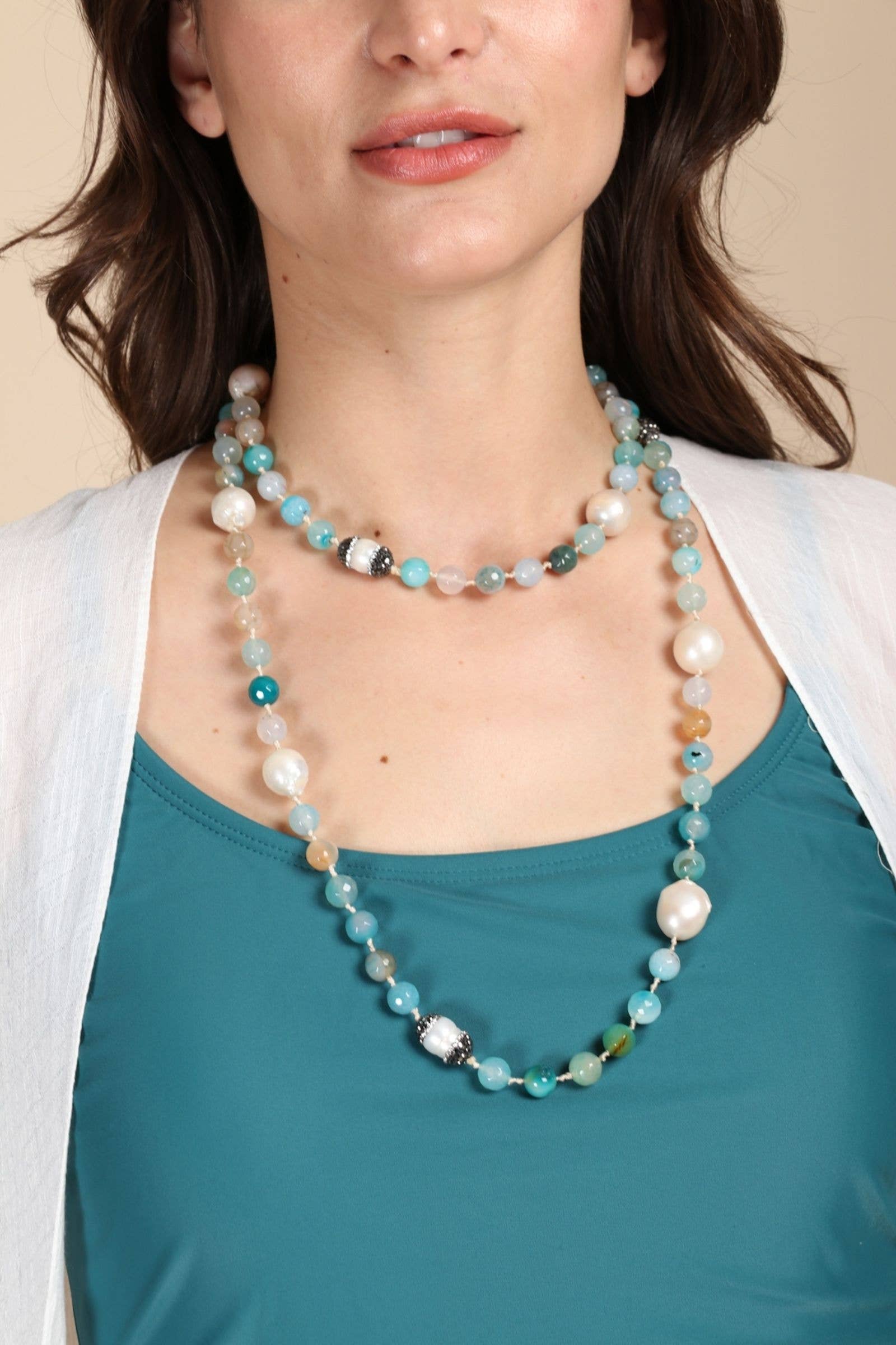 SAACHI - Wholesale Beaded/Pearl Necklace - Tahitian Long Beaded Pearl Necklace0