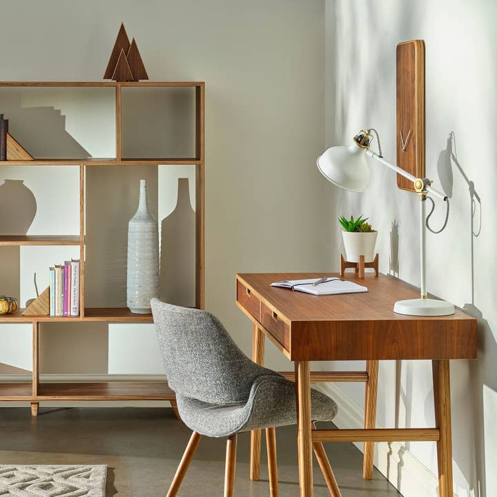 Relic Modern™ | Furniture & Objects - Wholesale Wall Clock - Minimalist Rectangular Walnut Clock with Silent White Hands4