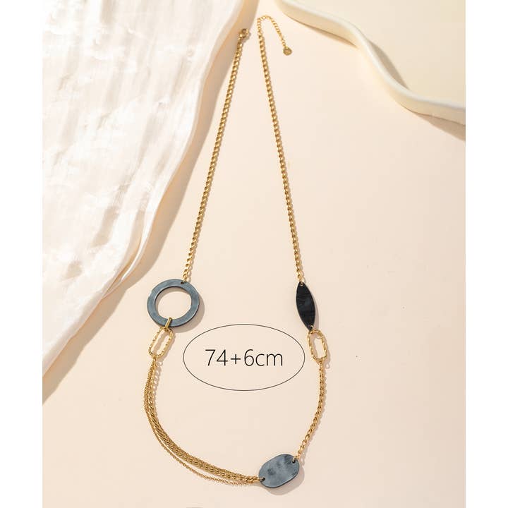Blossom bijoux - Wholesale Y-Neck/Lariat Necklace - 24CCA013 Steel Long Chain Necklace