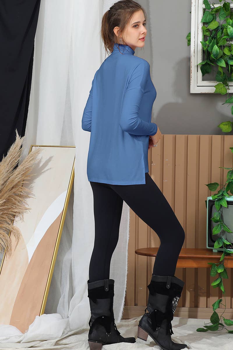 Lily Clothing - Wholesale Knit Top - Women's - SOLID COLOR LONG SLEEVED HIGH NECK T SHIRT_CWTTL143810