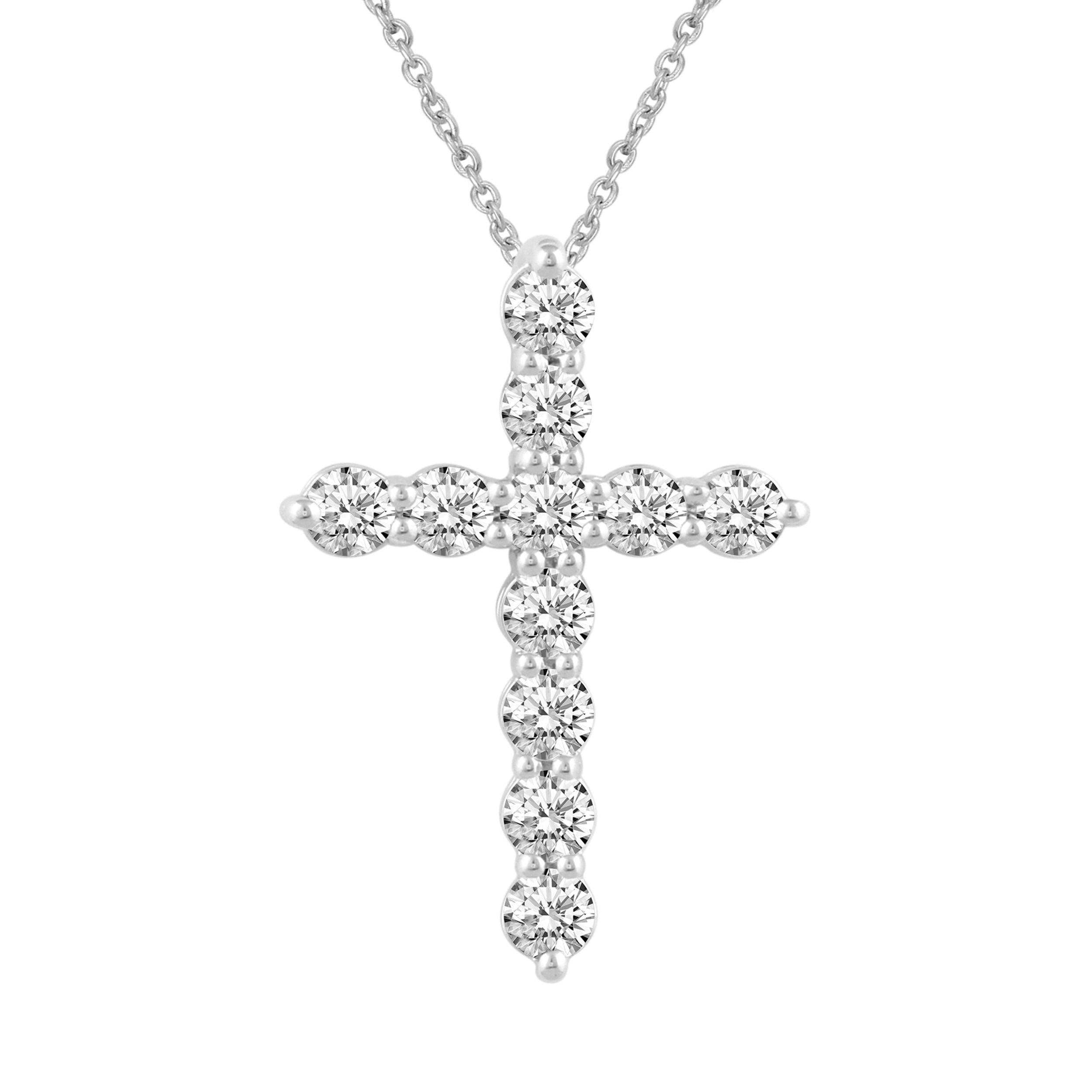 Fifth and Fine - Wholesale Pendant/Charm Necklace - 1/5Cttw to 1.00Cttw Classic Diamond Cross Pendant in Silver12