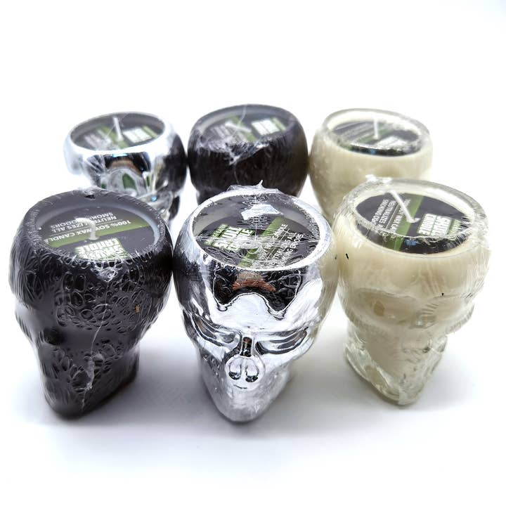 Novelty Closeout - Wholesale Novelty Candle - Smoke Eater Smoker's Skull Shaped Candle Assortment- 6/Pack