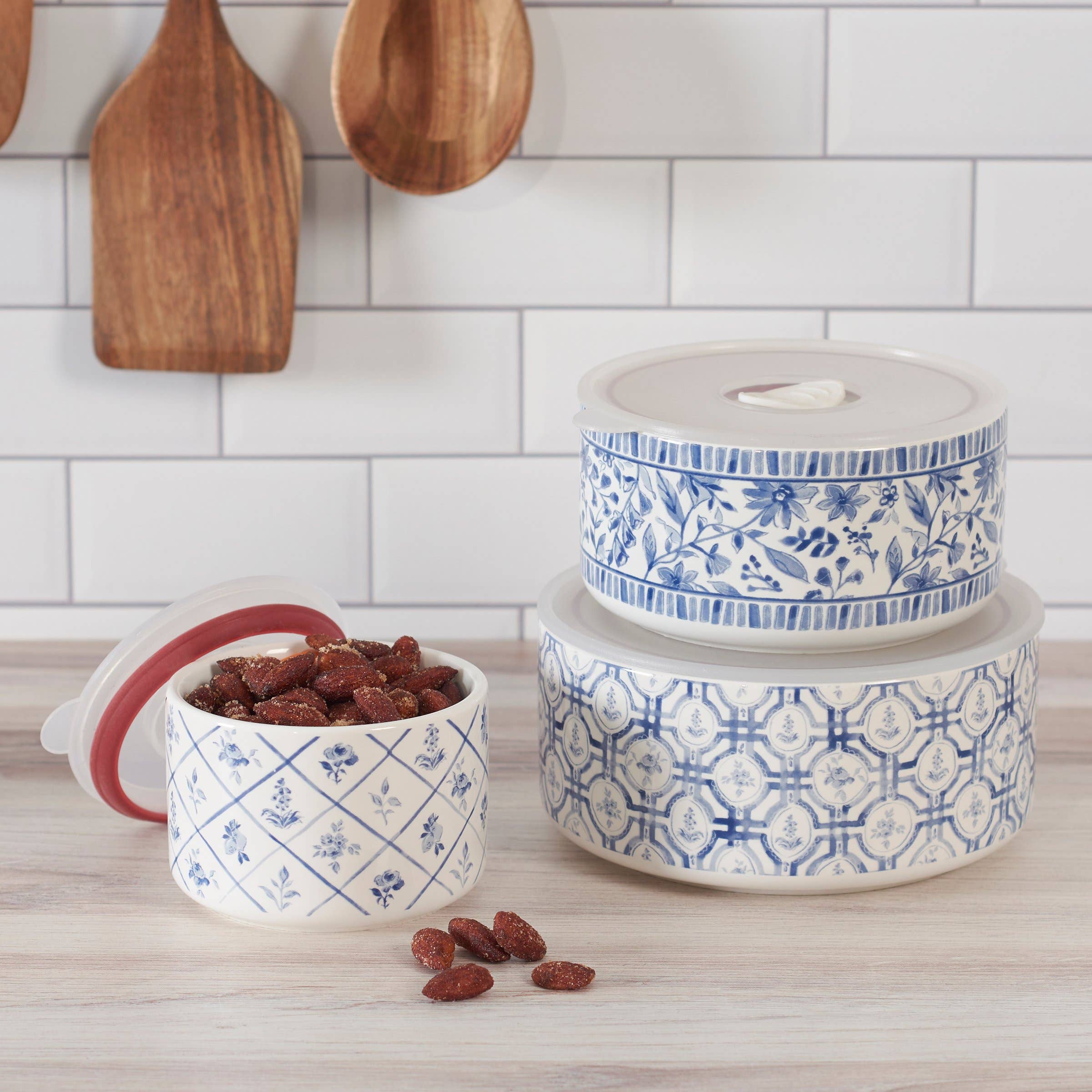 Primitives by Kathy - Wholesale Serving Plate - Blue Florals Server Set3