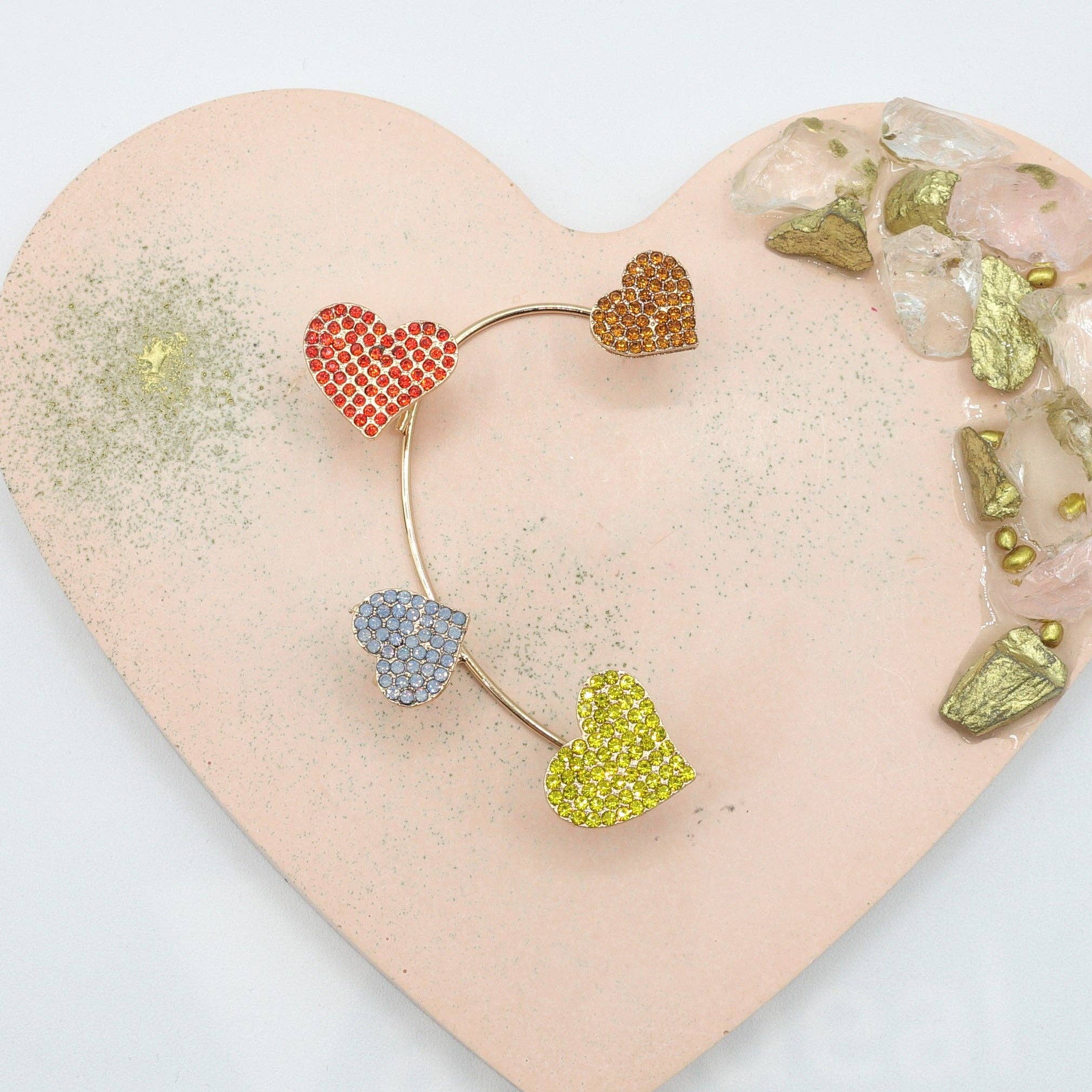 Daemon srls - Wholesale Cuff/Wrap Earrings - QUERIDA ~ EARCUFF mono orecchino con cuori in cubic zirconia2