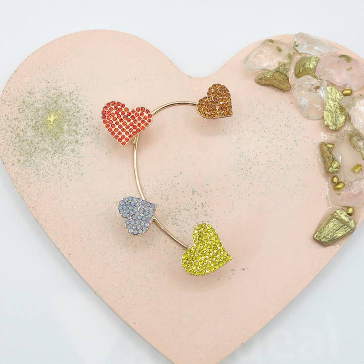 Daemon srls - Wholesale Cuff/Wrap Earrings - QUERIDA ~ EARCUFF mono orecchino con cuori in cubic zirconia2