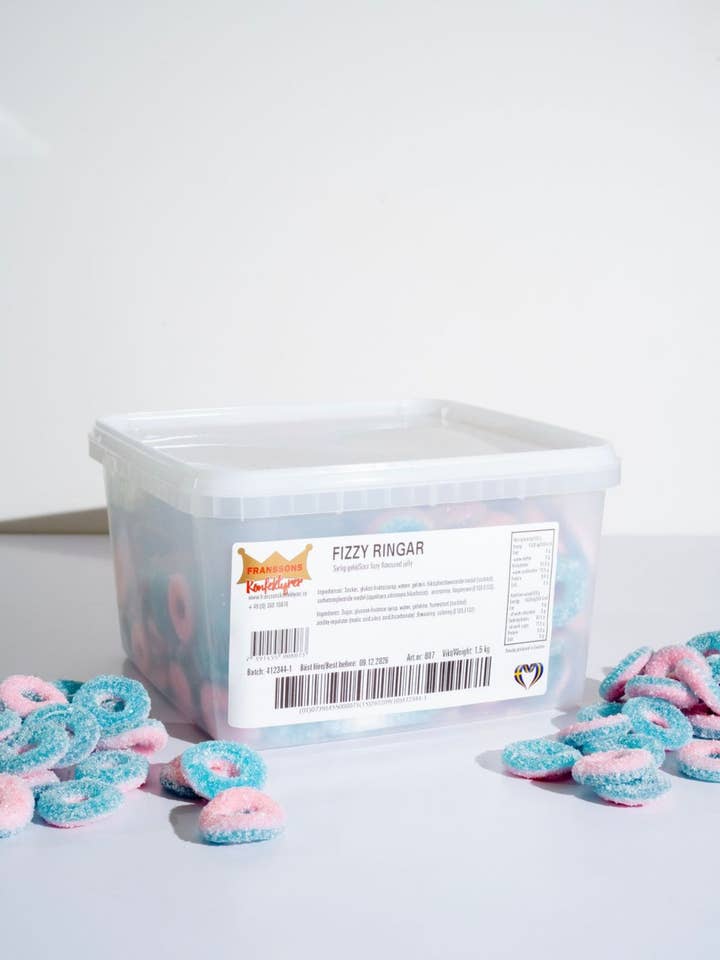 Swedish Fizzy Rings 3.3 lb for wholesale by Sweet As Fudge Candy Shoppe