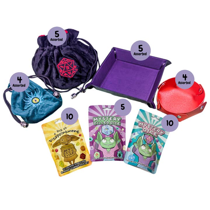 Accessories and Dice Bundle for wholesale by Mystery Dice Goblin