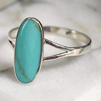 Smile torpedo turquoise ring for wholesale by Kali Ma Designs - Sterling Silver Jewellery