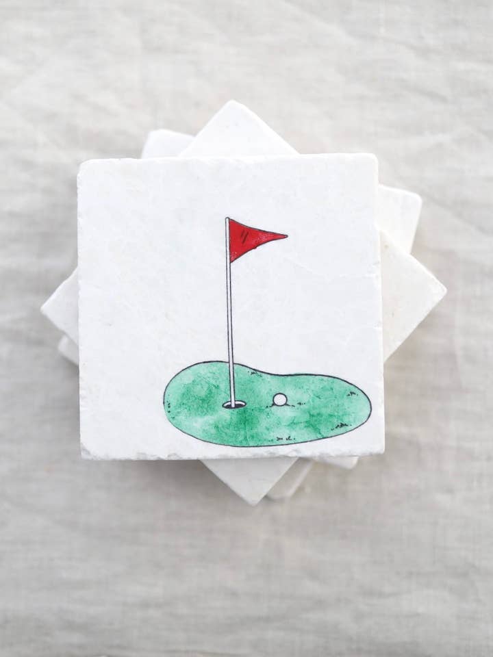 Golf Marmor-Untersetzer für den Großhandel von Lace, Grace & Peonies Marble Coasters